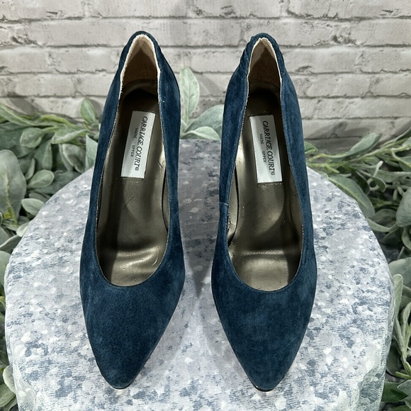 Carriage Court Navy Blue Suede Pointed Toe 3” Dress Heels Women’s 7.5B💙NWOT💙 - Picture 3 of 11